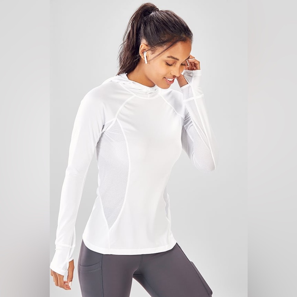 Fabletics White Alecia Performance Hooded Pullove… - image 1